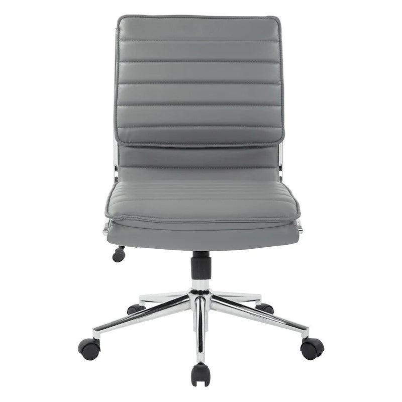 Chaise de manager professionnelle à dossier moyen sans accoudoirs en similicuir avec base chromée