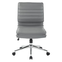 Chaise de manager professionnelle à dossier moyen sans accoudoirs en similicuir avec base chromée