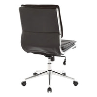 Chaise de manager professionnelle à dossier moyen sans accoudoirs en similicuir avec base chromée