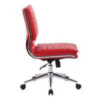 Chaise de manager professionnelle à dossier moyen sans accoudoirs en similicuir avec base chromée