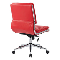 Chaise de manager professionnelle à dossier moyen sans accoudoirs en similicuir avec base chromée