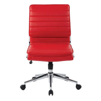 Chaise de manager professionnelle à dossier moyen sans accoudoirs en similicuir avec base chromée