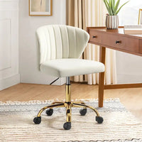 Chaise de travail de bureau ergonomique moderne à dossier enveloppant en velours Ilia à pivotement 360 degrés avec dossier capitonné à canaux par HULALA HOME