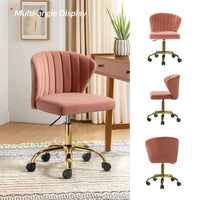 Chaise de travail de bureau ergonomique moderne à dossier enveloppant en velours Ilia à pivotement 360 degrés avec dossier capitonné à canaux par HULALA HOME