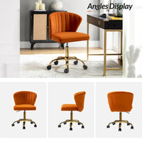 Chaise de travail de bureau ergonomique moderne à dossier enveloppant en velours Ilia à pivotement 360 degrés avec dossier capitonné à canaux par HULALA HOME