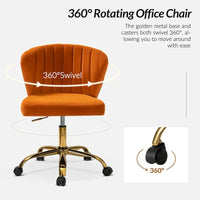 Chaise de travail de bureau ergonomique moderne à dossier enveloppant en velours Ilia à pivotement 360 degrés avec dossier capitonné à canaux par HULALA HOME