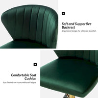 Chaise de travail de bureau ergonomique moderne à dossier enveloppant en velours Ilia à pivotement 360 degrés avec dossier capitonné à canaux par HULALA HOME