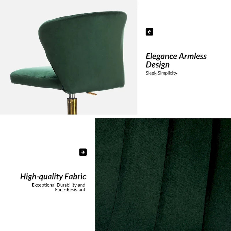 Chaise de travail de bureau ergonomique moderne à dossier enveloppant en velours Ilia à pivotement 360 degrés avec dossier capitonné à canaux par HULALA HOME