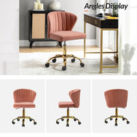 Chaise de travail de bureau ergonomique moderne à dossier enveloppant en velours Ilia à pivotement 360 degrés avec dossier capitonné à canaux par HULALA HOME
