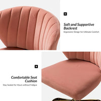 Chaise de travail de bureau ergonomique moderne à dossier enveloppant en velours Ilia à pivotement 360 degrés avec dossier capitonné à canaux par HULALA HOME