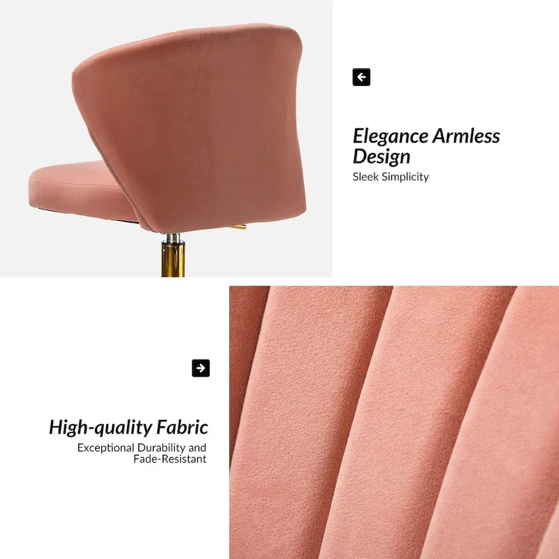 Chaise de travail de bureau ergonomique moderne à dossier enveloppant en velours Ilia à pivotement 360 degrés avec dossier capitonné à canaux par HULALA HOME