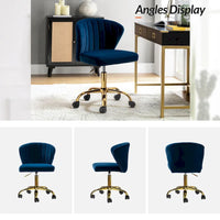 Chaise de travail de bureau ergonomique moderne à dossier enveloppant en velours Ilia à pivotement 360 degrés avec dossier capitonné à canaux par HULALA HOME
