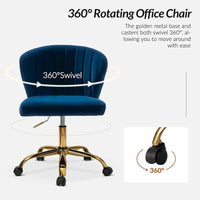 Chaise de travail de bureau ergonomique moderne à dossier enveloppant en velours Ilia à pivotement 360 degrés avec dossier capitonné à canaux par HULALA HOME