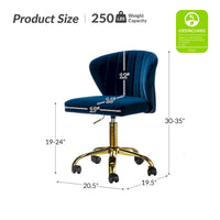 Chaise de travail de bureau ergonomique moderne à dossier enveloppant en velours Ilia à pivotement 360 degrés avec dossier capitonné à canaux par HULALA HOME