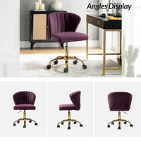 Chaise de travail de bureau ergonomique moderne à dossier enveloppant en velours Ilia à pivotement 360 degrés avec dossier capitonné à canaux par HULALA HOME