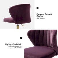 Chaise de travail de bureau ergonomique moderne à dossier enveloppant en velours Ilia à pivotement 360 degrés avec dossier capitonné à canaux par HULALA HOME