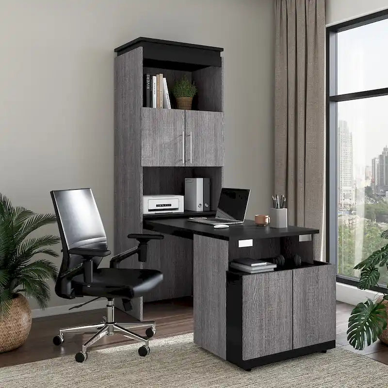 Meuble de rangement haut Orion 30W avec portes et bureau pliant par Bestar