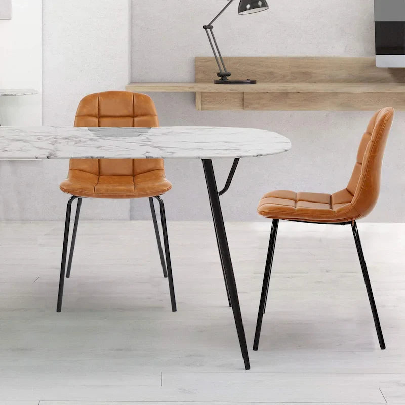 Chaises de salle à manger en similicuir, chaises d'appoint rembourrées avec pieds en métal, lot de 2