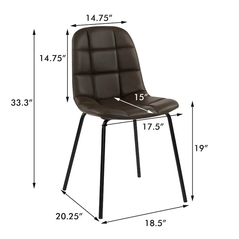 Chaises de salle à manger en similicuir, chaises d'appoint rembourrées avec pieds en métal, lot de 2
