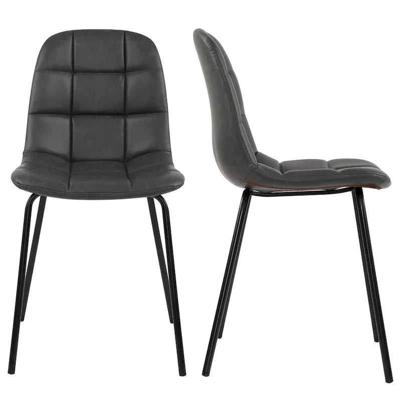 Chaises de salle à manger en similicuir, chaises d'appoint rembourrées avec pieds en métal, lot de 2