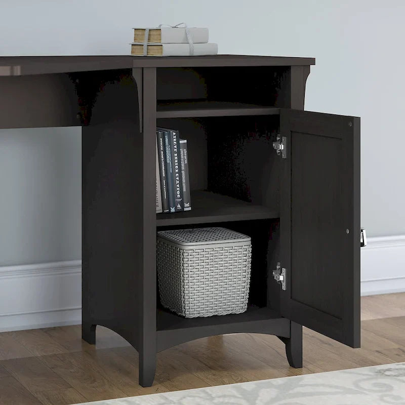 Bureau d'angle Salinas 55W avec classeur latéral et bibliothèque 5 étagères