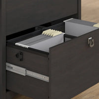 Bureau d'angle Salinas 55W avec classeur latéral et bibliothèque 5 étagères