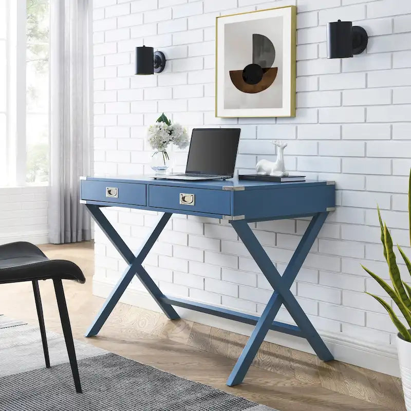 Bureau d'ordinateur en bois massif avec tiroirs