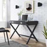 Bureau d'ordinateur en bois massif avec tiroirs