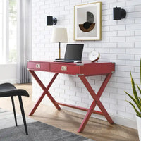 Bureau d'ordinateur en bois massif avec tiroirs