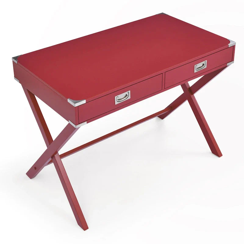 Bureau d'ordinateur en bois massif avec tiroirs
