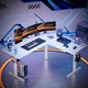 Bureau debout d'angle 63 en forme de L bureau de gaming LED avec support de moniteur ergonomique