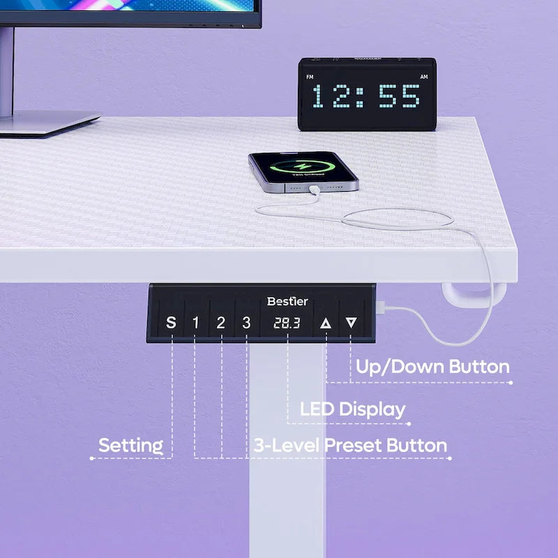 Bureau debout d'angle 63 en forme de L bureau de gaming LED avec support de moniteur ergonomique