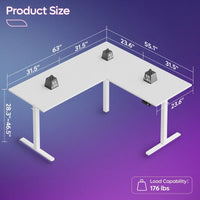 Bureau debout d'angle 63 en forme de L bureau de gaming LED avec support de moniteur ergonomique