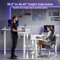 Bureau debout d'angle 63 en forme de L bureau de gaming LED avec support de moniteur ergonomique