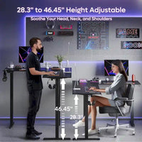 Bureau debout d'angle 63 en forme de L bureau de gaming LED avec support de moniteur ergonomique
