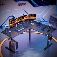 Bureau debout d'angle 63 en forme de L bureau de gaming LED avec support de moniteur ergonomique