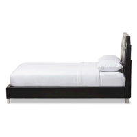 Lit plateforme moderne Baxton Studio Carlotta en similicuir noir avec tête de lit rembourrée