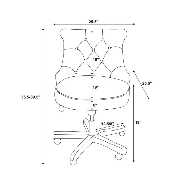 Chaise de bureau pivotante capitonnée Pamela