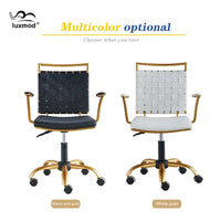 Chaise de bureau LUXMOD en cuir doré à dossier mi-hauteur, chaise pivotante d'ordinateur