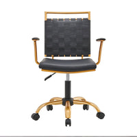 Chaise de bureau LUXMOD en cuir doré à dossier mi-hauteur, chaise pivotante d'ordinateur
