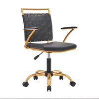 Chaise de bureau LUXMOD en cuir doré à dossier mi-hauteur, chaise pivotante d'ordinateur