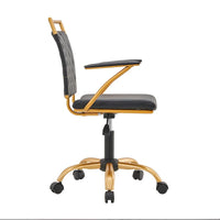 Chaise de bureau LUXMOD en cuir doré à dossier mi-hauteur, chaise pivotante d'ordinateur
