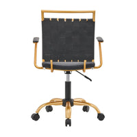 Chaise de bureau LUXMOD en cuir doré à dossier mi-hauteur, chaise pivotante d'ordinateur