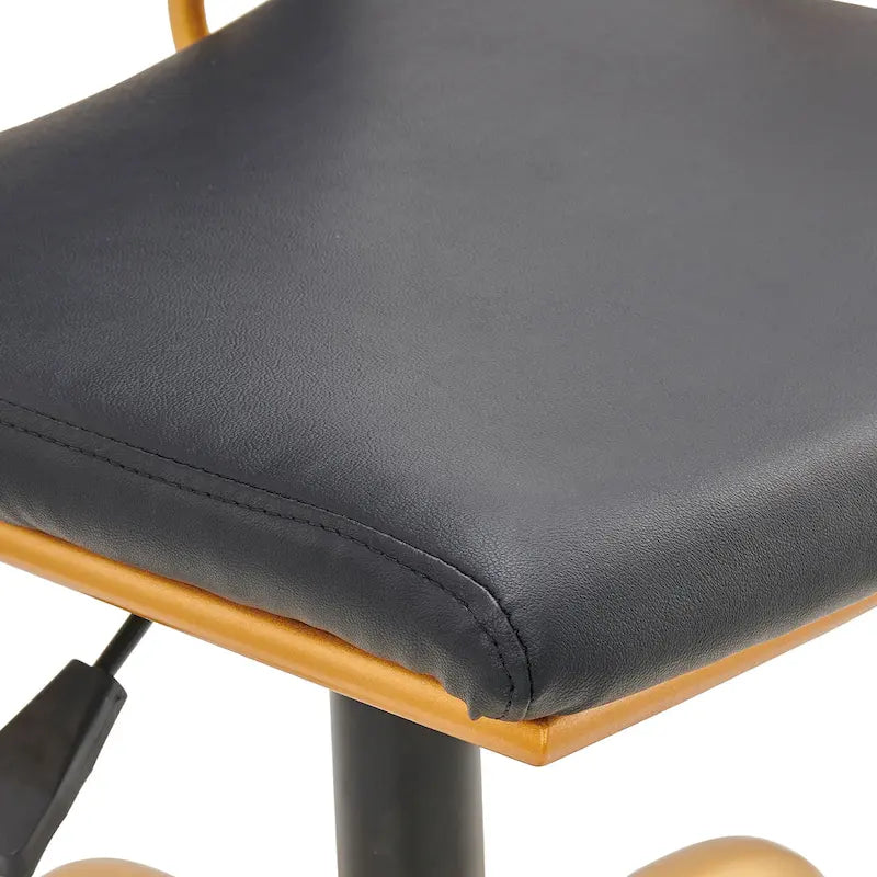 Chaise de bureau LUXMOD en cuir doré à dossier mi-hauteur, chaise pivotante d'ordinateur