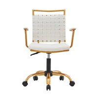 Chaise de bureau LUXMOD en cuir doré à dossier mi-hauteur, chaise pivotante d'ordinateur