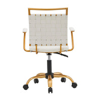 Chaise de bureau LUXMOD en cuir doré à dossier mi-hauteur, chaise pivotante d'ordinateur