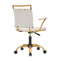 Chaise de bureau LUXMOD en cuir doré à dossier mi-hauteur, chaise pivotante d'ordinateur