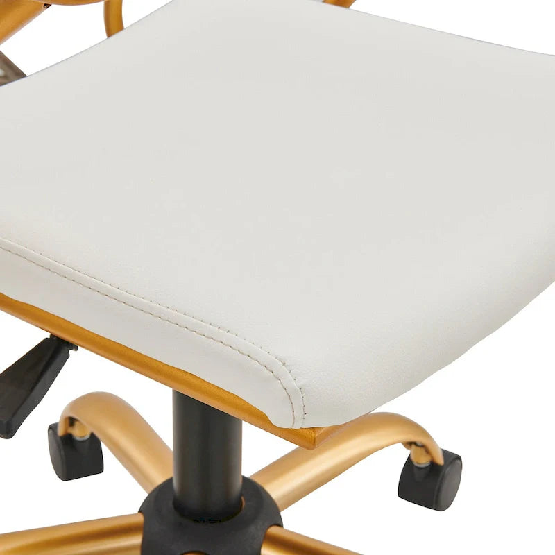 Chaise de bureau LUXMOD en cuir doré à dossier mi-hauteur, chaise pivotante d'ordinateur