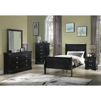 Chambre à coucher Lillie 6 pièces en bois noir avec lit traîneau