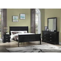 Chambre à coucher Lillie 6 pièces en bois noir avec lit traîneau